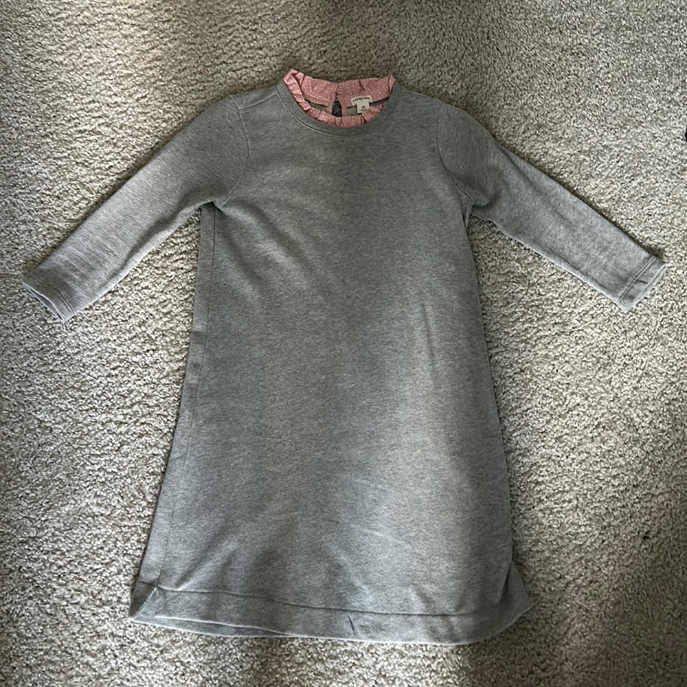 Crew cuts dress grey dress with pink and white collar
